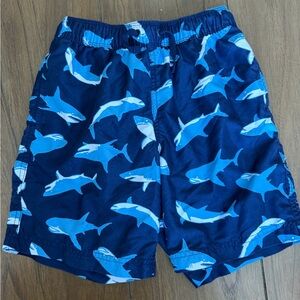 Hanna Andersson Navy Shark Pattern Swim Shorts